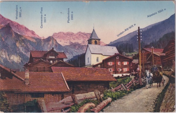 12.8.1925 Tschiertschen mit Weiss- und Rothorn
