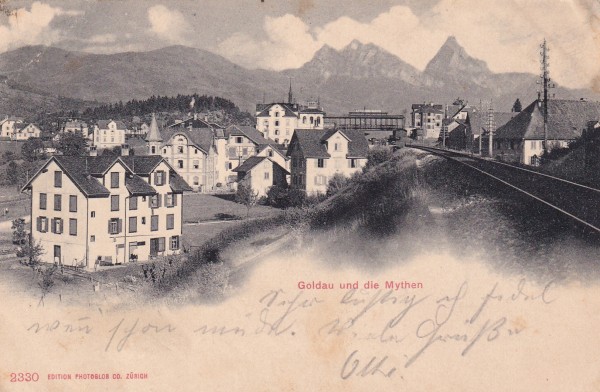 06.09.1903 Goldau Bahhof und die Mythen