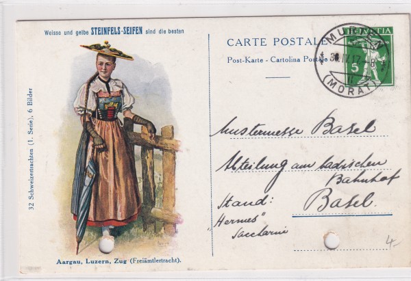 30.04.1917 Steinfelskarten Aargau,Luzern,Zug