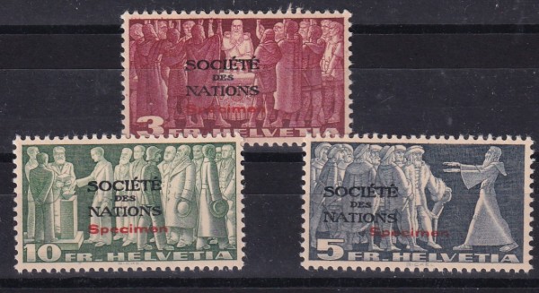 SDN Vewaltungsmarken Aufdruck SPECIMEN SBK Nr. 65 - 67