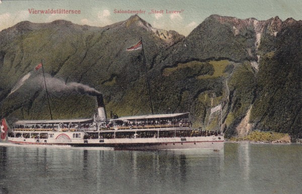 Stadt Luzern auf dem Vierwaldstättersee mit Stempel Rigi Klösterli