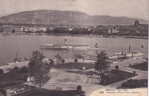 Geneve mit Dampfschiff Karte gelaufen