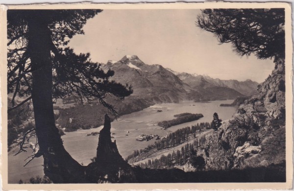 12.6.1945 Silser-See mit Halbinsel Chaste u. Piz della Margna