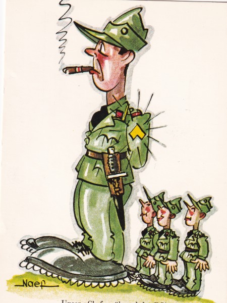 Schweizer JUX Militärkarte " Unser Chef während der RS "