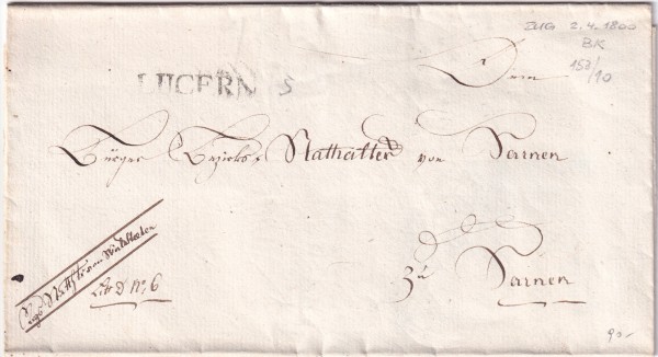 1800 Brief ohne Marke Helvetic