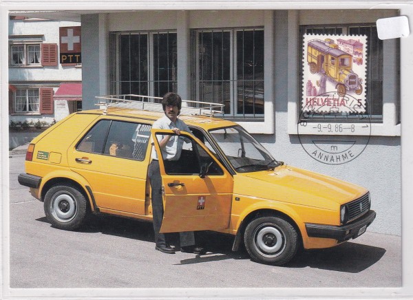 1986 Maximumkarte " Die Postbeförderung"