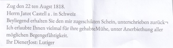 1818 Zug - Schwyz BOM